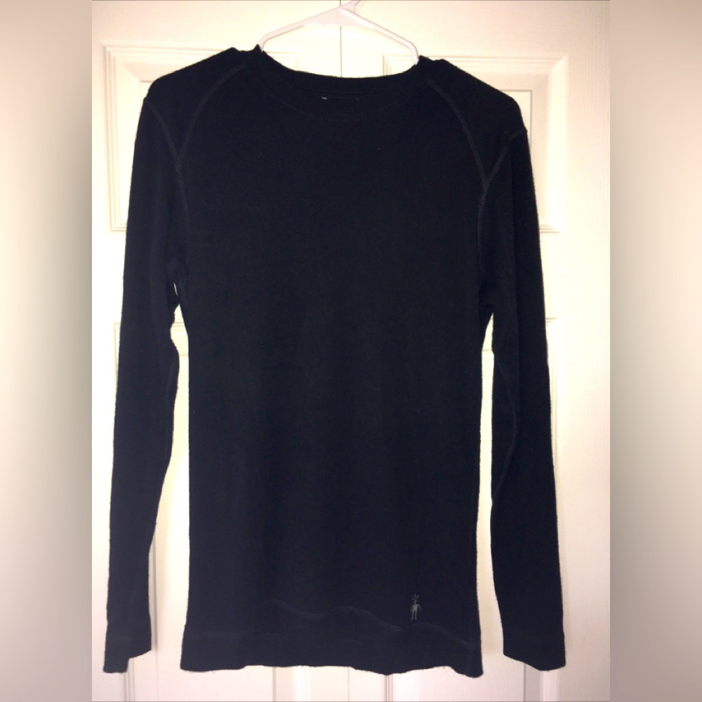 Mens base layer black Smartwool Sweater/shirt 100% Merino wool. EUC